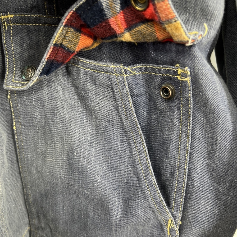 Vintage‎ Fingerhut Utility Chore Denim Jacket Flannel Collar Accent XL - Picture 7 of 12